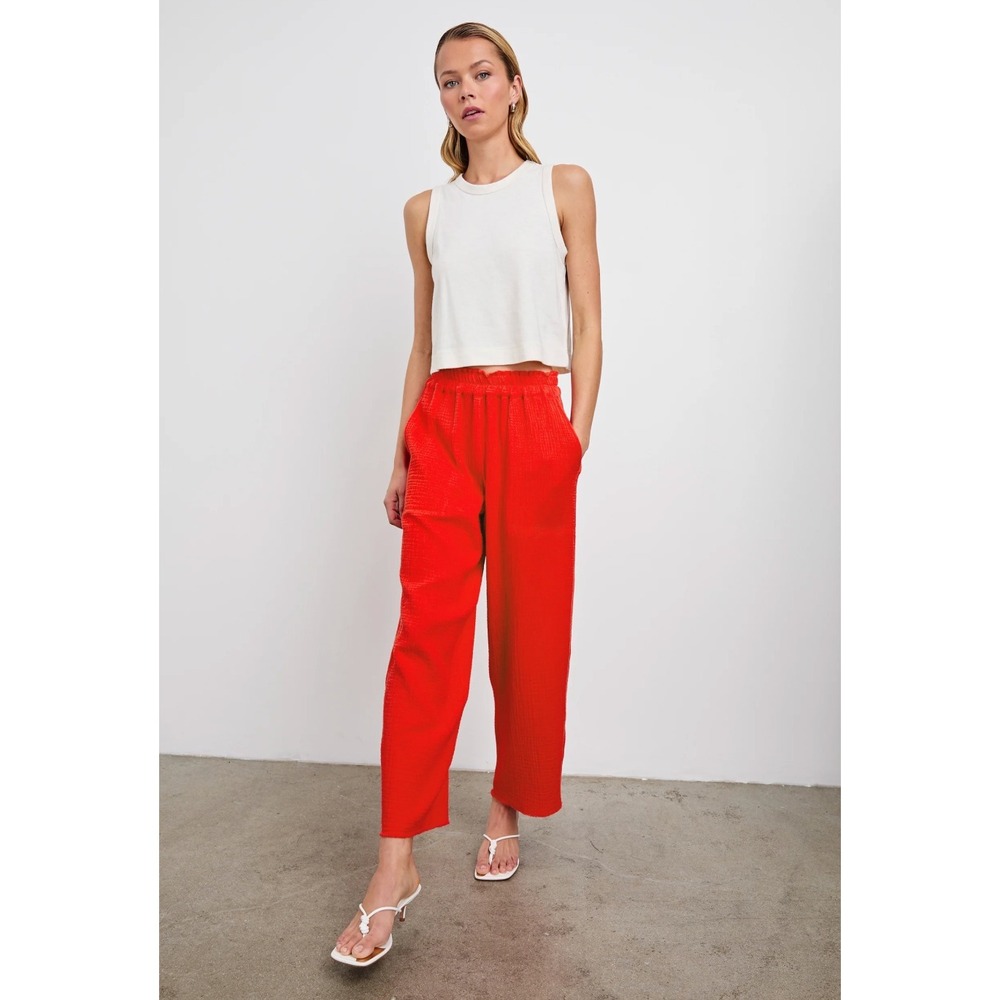Rails Leon Crop Cherry Red Organic Cotton Gauze Wide Leg Pants Small